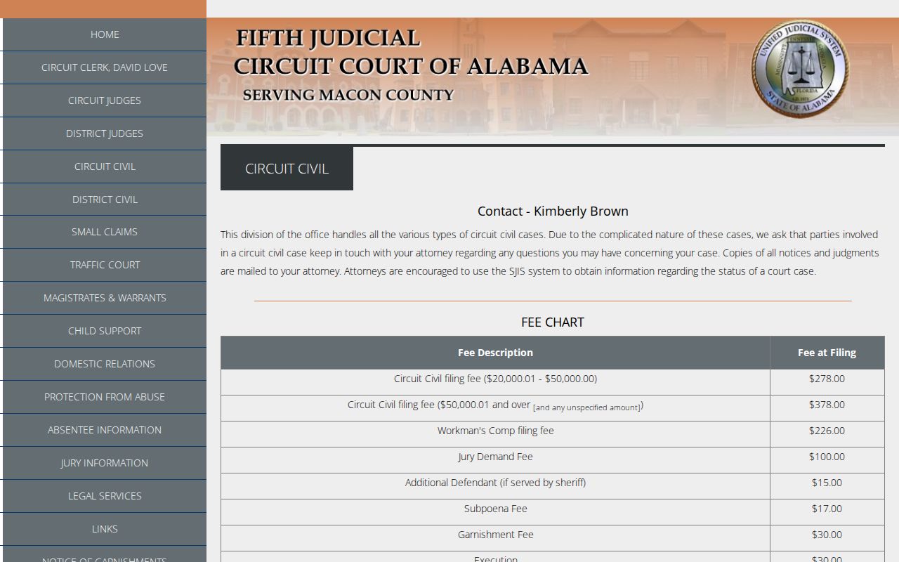 Official Macon County Circuit Civil division webpage