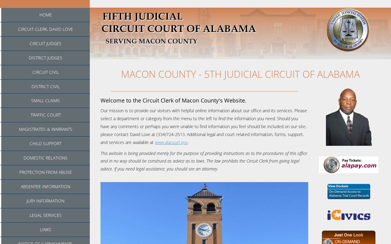 Macon County District Criminal and Traffic division webpage