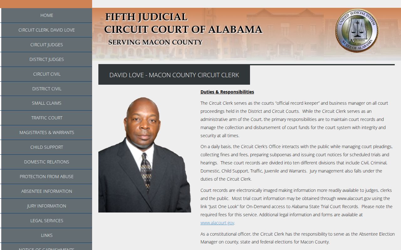 Macon County Circuit Clerk court docket duties