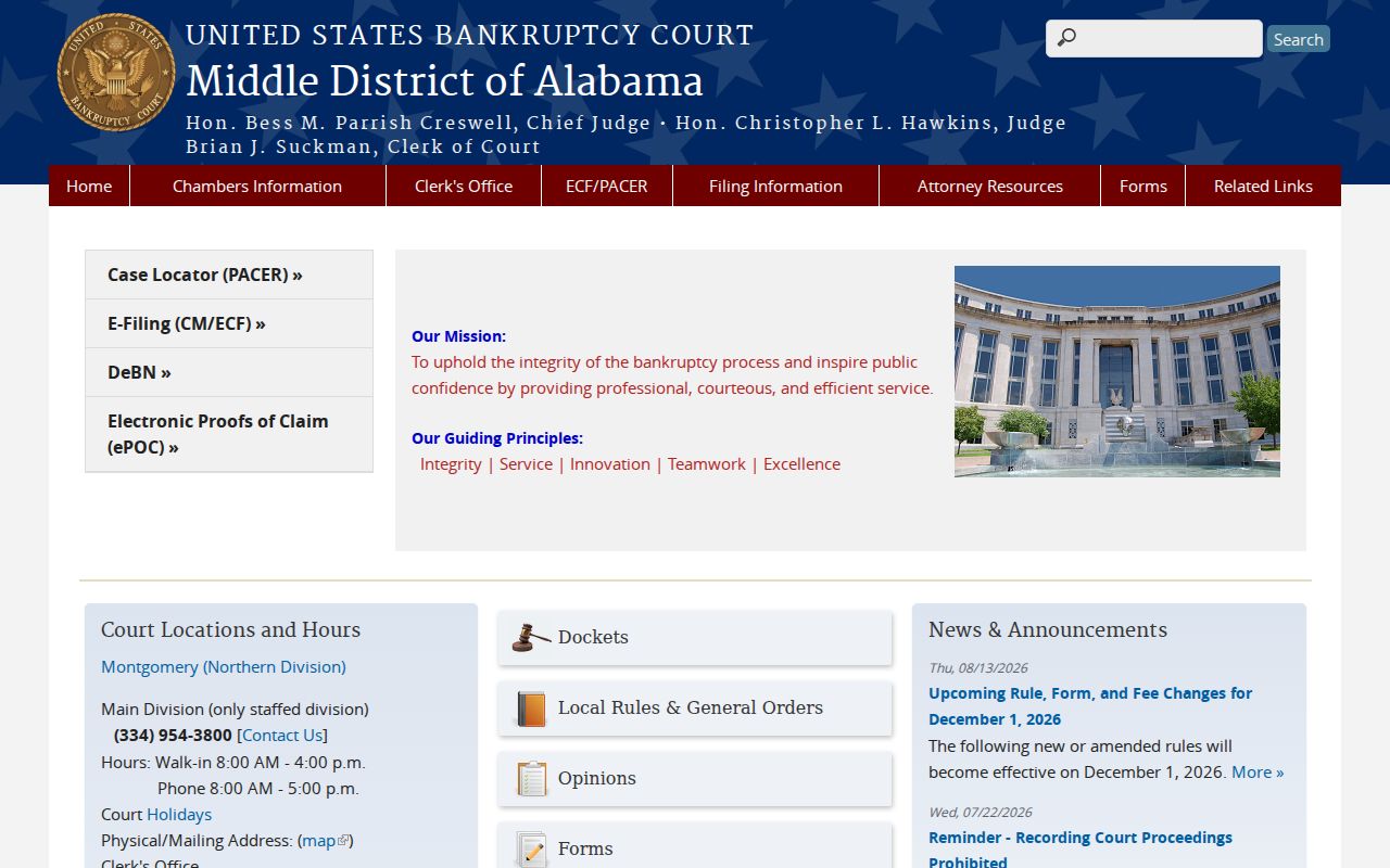 Federal bankruptcy records route separate from Notasulga court records