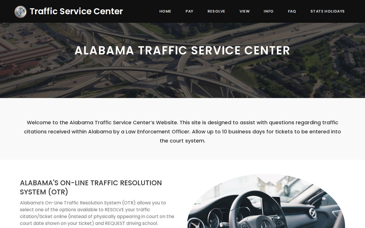 Alabama Traffic Service Center official ticket portal