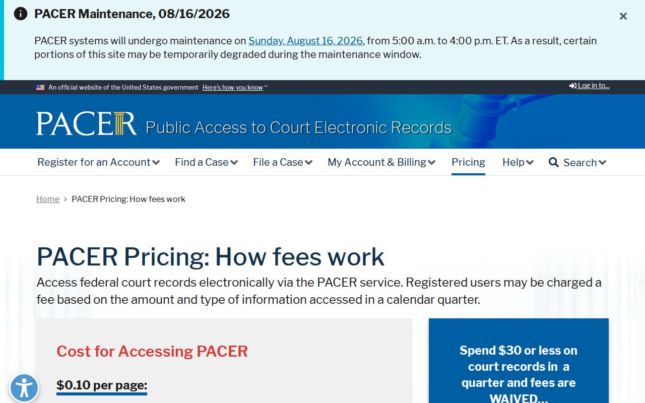 Federal PACER information distinguished from Tuskegee court records
